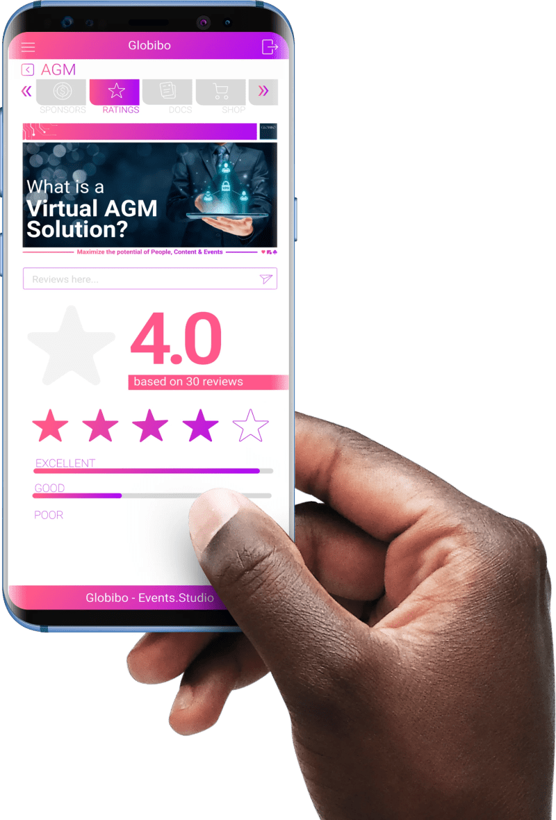 Rating section in event studio mobile app