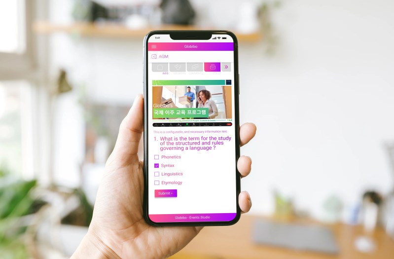 Speaker's section for AGM in event studio app