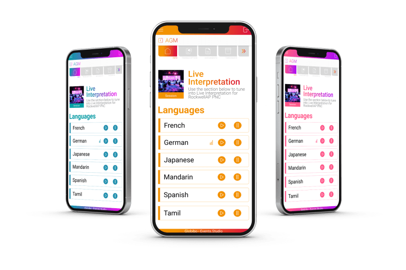 Live Interpretation Language Selection