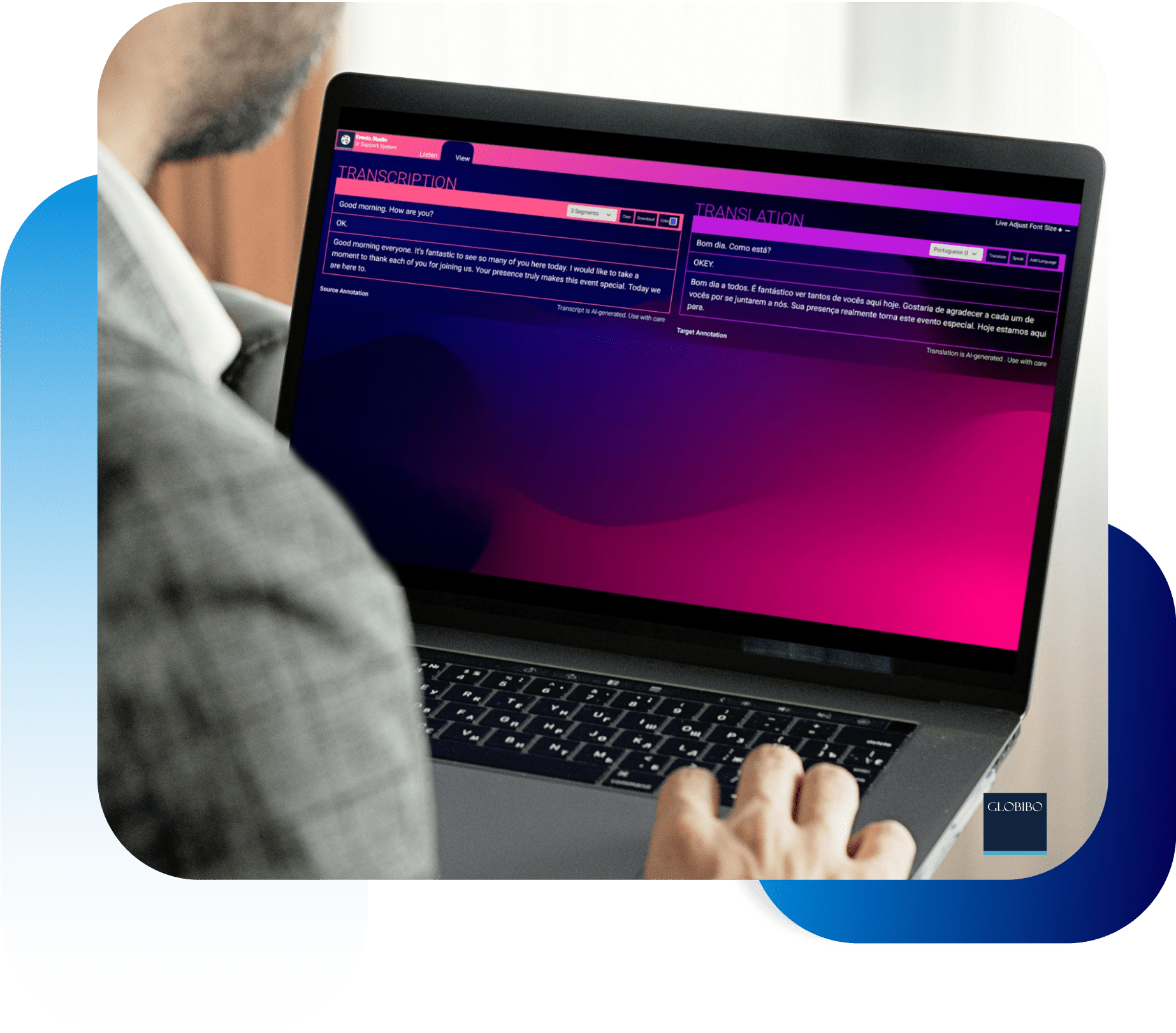 RSI + Human Live Captioning for Language Interpreting