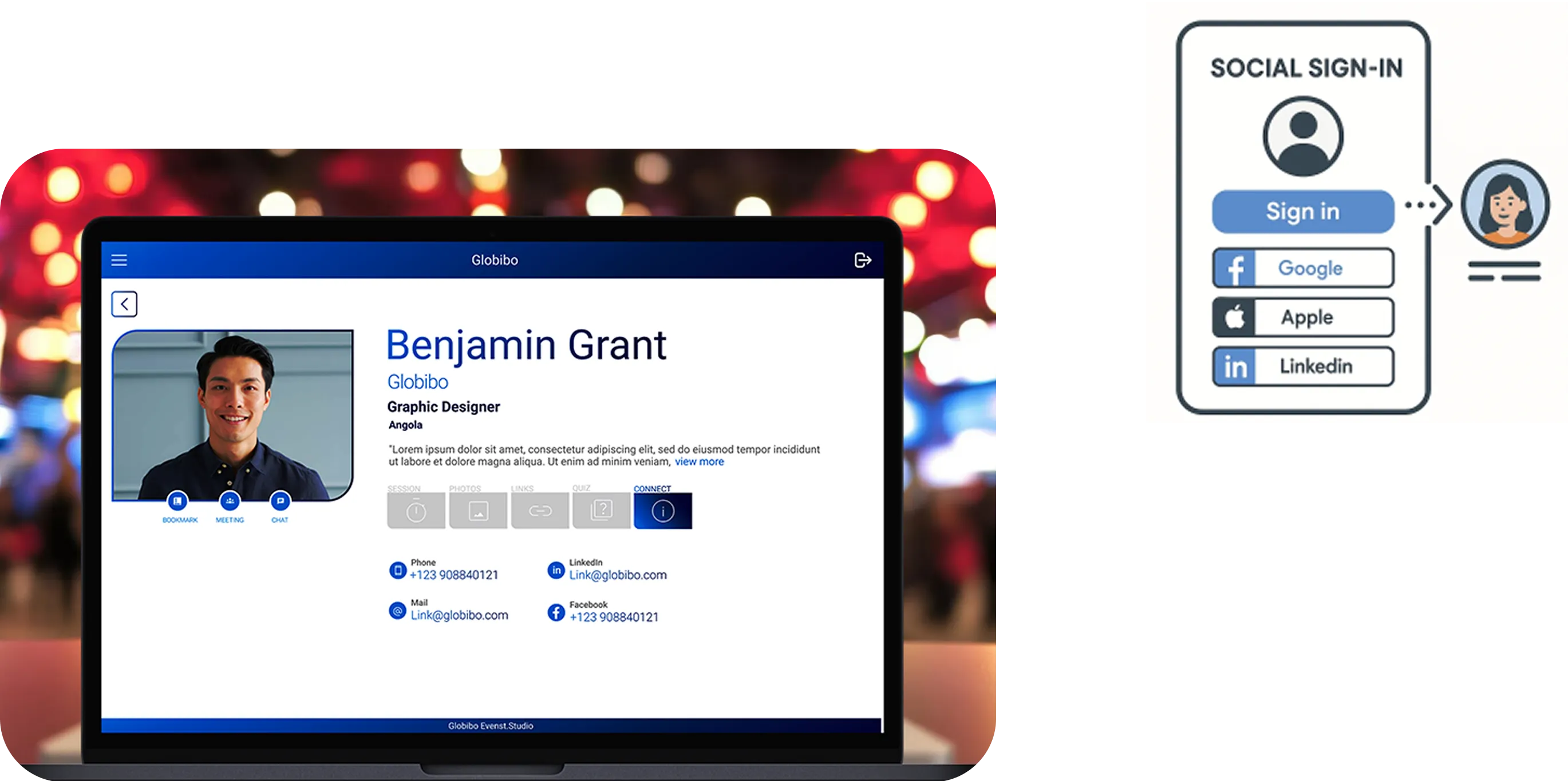 Social Sign-In for Workflow Support for Event Apps